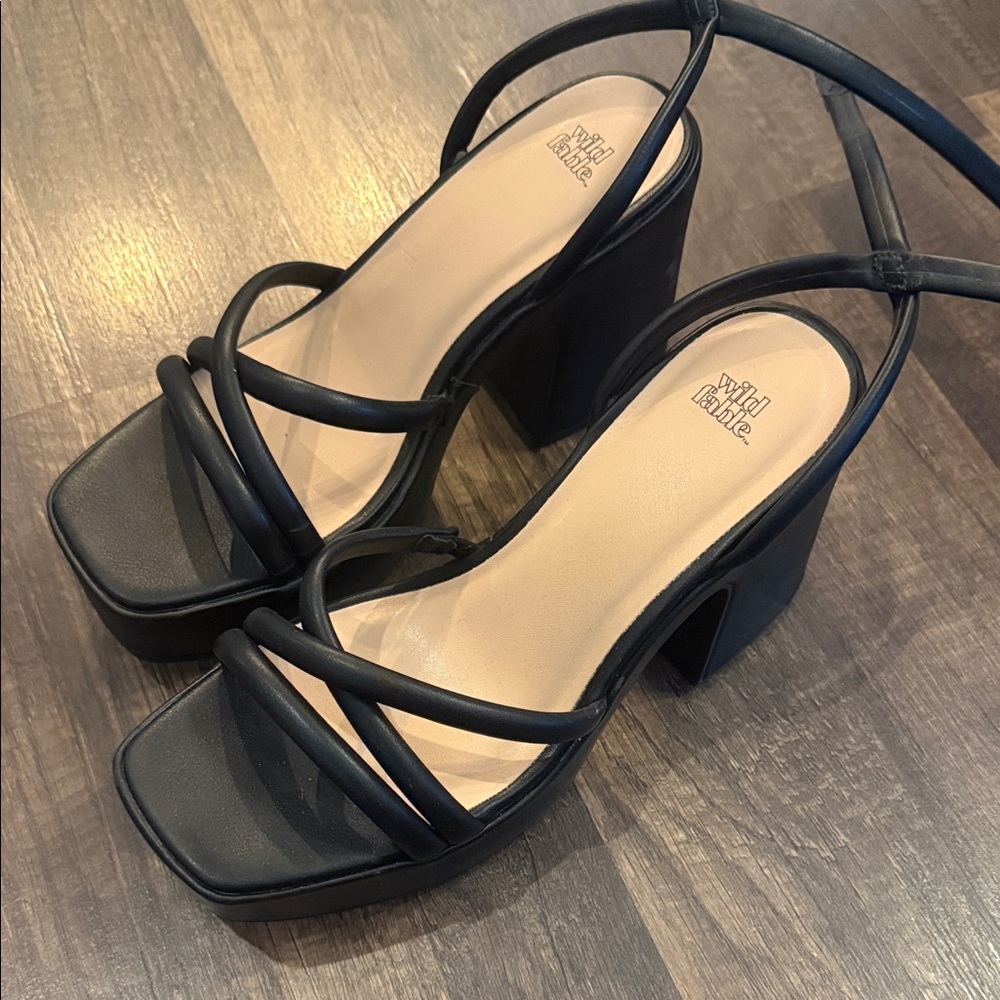 Wild Fable Black Strappy Block Heels